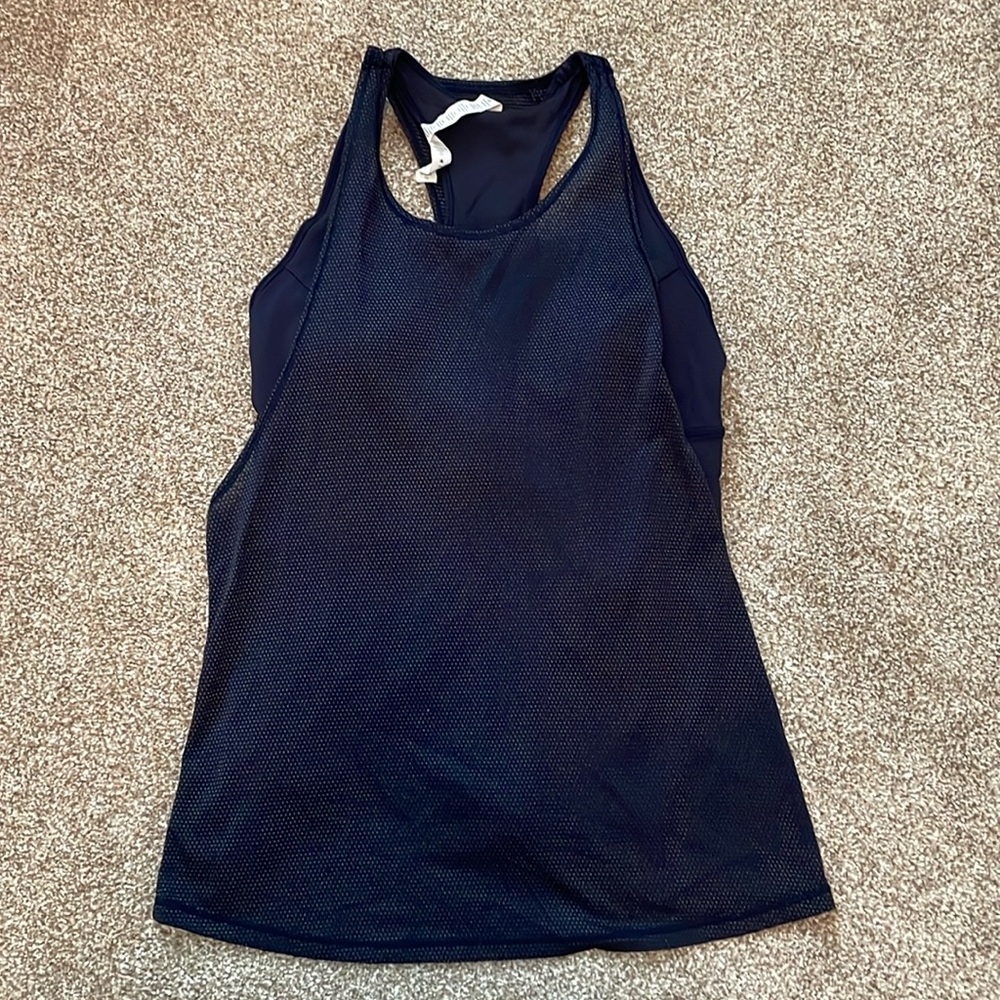 Lululemon navy and gold tank with built in bra